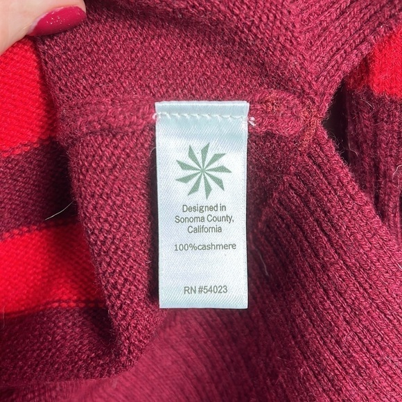 Athleta Cashmere Lodge Sweater Chianti Stripe Red Tan Women XXS - Picture 6 of 12